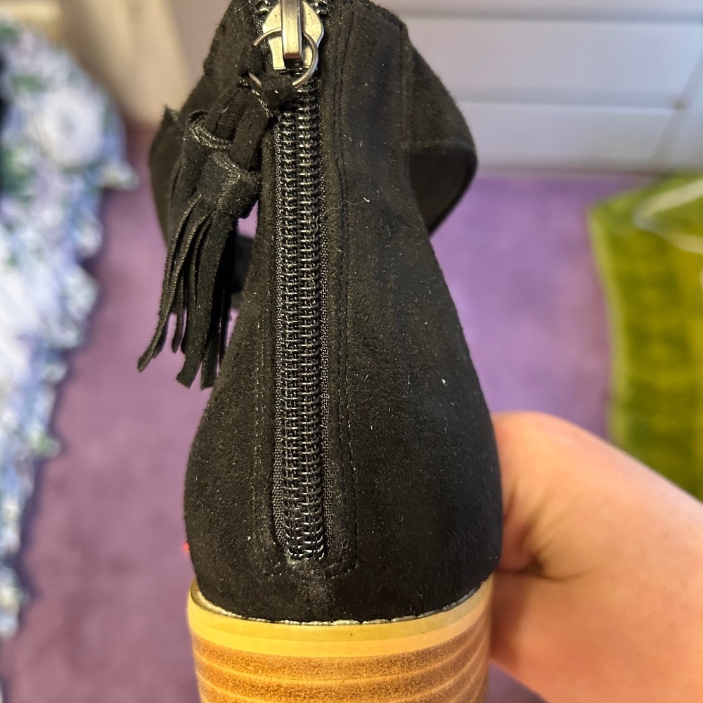 Long Tall Sally Black Suede Sandals size 13